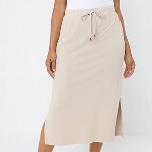 ❄️ 100% Cotton New York & Company Cream Sweatpant Style Maxi Skirt Size XL